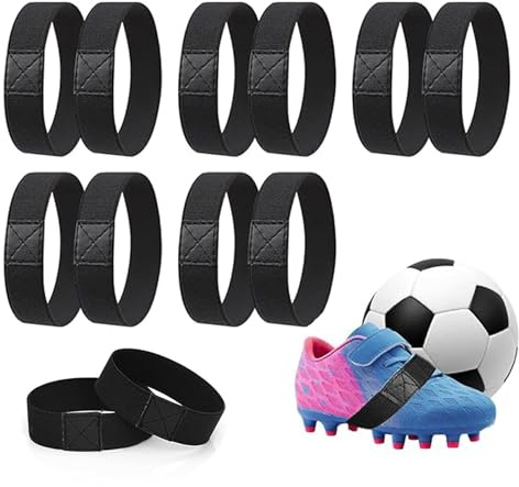 KHDULQ 6 stycken skosnören fixeringsband för fotbollsskor mot lösa rosetter, elastiska skosnören utan band för barn, slitstark fixering av, svart, Einheitsgröße