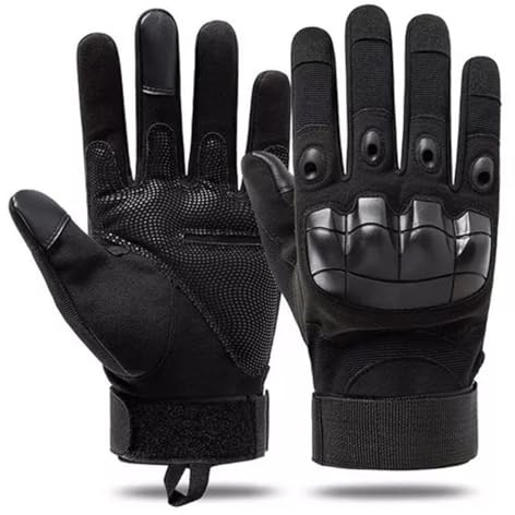 Motorradhandschuhe Taktische Handschuhe für Herren und Damen: Motorrad Handschuhe mit hartem Knöchel & Touchscreen für Motocross Roller Mountainbike Quad, Sicher Atmungsaktiv Wasserdicht - Schwarz L