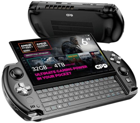 GPD Win 4 2025 PC de Jeu Portable avec AMD Ryzen 7 8840U, 8C/16T, 5.1GHz, Radeon 780M, 32GB LPDDR5X RAM, 4TB SSD, écran 6 » 1080P, Clavier rétro-éclairé OcuLink, Console de Jeu Portable