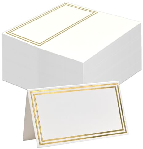 LICQIC Lot de 100 marque-places pour mariage, banquets, dîners, fêtes, bords dorés