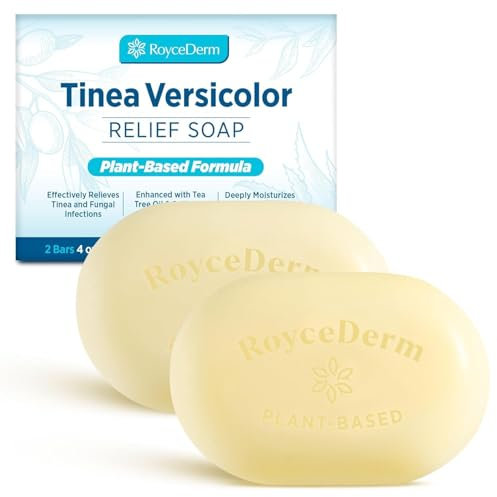 RoyceDerm Tinea Versicolor Soap: Tea Tree Oil & Sulfur Cleansing Bar, Soothes Irritation, Hydrates & Supports Skin Health