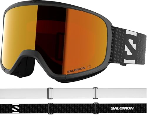 Salomon AKSIUM 2.0 Goggles, Unisex Anti-Fog Ski Goggles for Trail Running and Mountain Adventures, Black/Mid Red