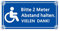 XL Rollstuhl Schild für Auto mit 4x Saugnapf 100x200mm - BITTE 2 METER ABSTAND HALTEN - Rollstuhlfahrer Saugnapfschild aus Acrylschild - Behindertenschild Autoschild Zubehör für Windschutzscheibe