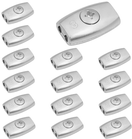 DBREAKS 15 Unidades Abrazaderas para Cable 3mm Aleación Zinc Forma Oval, Conector de Cable Roscado para Cables de Acero
