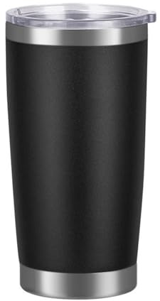 YDYxieji 20oz 550ml Travel Insulated Tumbler with Lid,Stainless Steel Double Wall Insulated Thermal Coffee Cup Flask Travel Mug for Hot & Cold Drinks, Fits Car Cup Holder (Black)