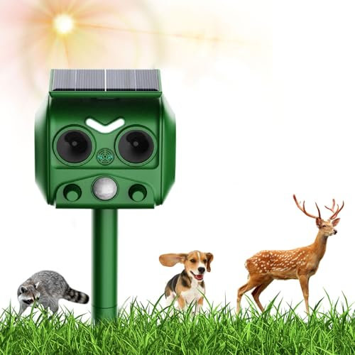 Nitoer Cat Repellent,USB & Solar Powered Garden Cat Deterrents,Repeller Outdoor Ultrasonic Deterrent,for Yard Squirrels Cats Rats Fox