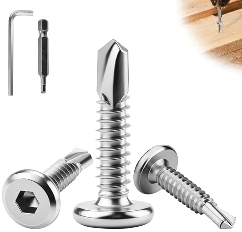 jwtyu 110 pezzi Viti autofilettanti in acciaio inossidabile M5.5x16 mm Viti per lamiera 410 Viti autofilettanti in Viti a testa piatta Viti metalliche per lamiera legno e metallo