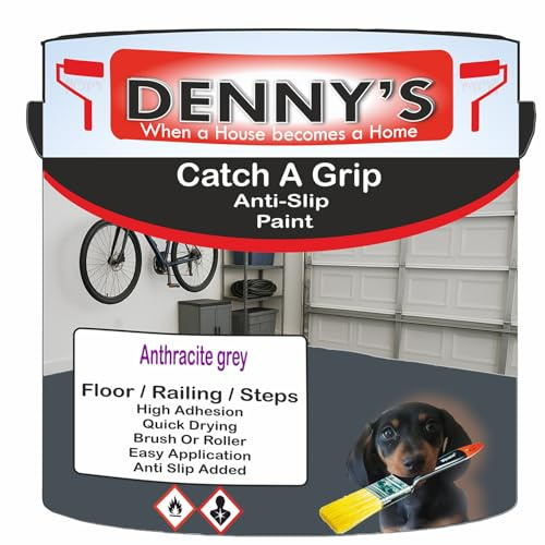 SCOOBYS PAINTS BACK IN THE MIX Catch A Grip Anti Slip Floor Paint – Non Slip Coating for Steps, Railings & Garages – 170 Colours, High Adhesion, Quick Dry, Multiple Sizes (Anthracite grey, 250ml Tin)