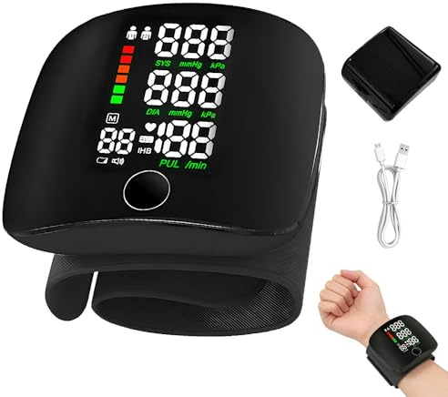 Wrist Blood Pressure Monitor, Accurate Blood Pressure Monitors Wrist with Intelligent Voice & LCD Screen & 99 Reading Memory & Adjustable Cuff Bp Machine, for Adult Elder at Home or Travel(Black)
