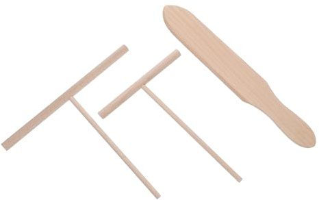 JECOMPRIS Set Utensili Spatola per Crêpes in Legno 3 Pezzi Spatola Grande Ergonomica da 12 Cm e 18 Cm Accessori Cucina per Pancake e Preparazione Dolci Fatti in Casa