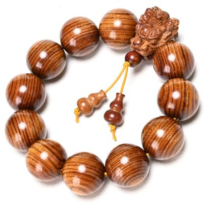 Naturligt träarmband Vuxen fjäderarmband Pärla diameter 0,8 tum 12 pärlor 1 st