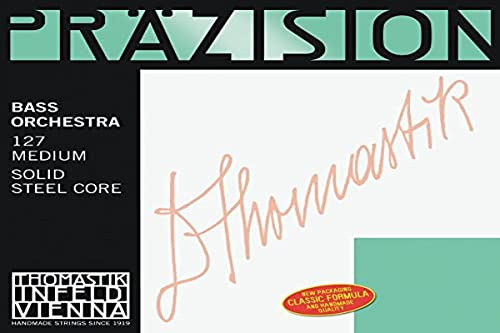Thomastik Cuerdas para Contrabajo Precisión alma sólida en acero afinación Orquesta juego 4/4 mediana hasta escala 1100 mm / 43.3