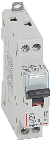 407696 Disjoncteur unipolaire + neutre 6A - 1P+N Courbe C - 6/10kA - À vis - Legrand DX3
