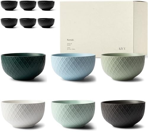 KIVY Müslischalen Keramik - 6 x 850ml - Große Bowls für Müsli & Suppen - Suppenschüssel - Bowl Schüssel Groß - Müslischüsseln - Suppenschalen Set - Schalen Set - Müsli Schüssel Keramik