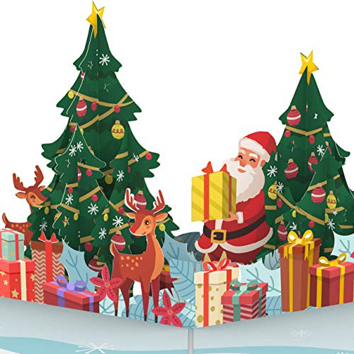 papercrush® Biglietto pop-up con Babbo Natale - Biglietto di Natale 3D per bambini (nipote, figlio, figlia), donne e uomini - Biglietto di auguri per contenere un regalo in denaro o buono acquisti