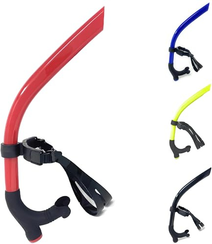 AQASKIN Tubo Nuoto Snorkel per Apnea, Snorkeling, Pesca Subacquea, Mare, Piscina ed Immersioni – Comodo ed Ergonomico – Unisex Adulto (Rosso, Quantità 1 Pezzo)