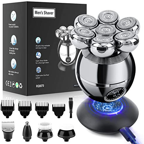 Head Shavers für kahle Männer, CestMall 6 in 1 Elektrisch Rasiermesser Nass trockener Schnüre Schädel -Schädel -Raser 7d schwimmend wiederaufladbares kahle Kopf Rasierer Elektro für Frauen Männer