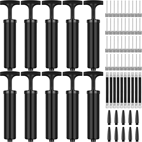 Reginary 10 Pcs Ball Pump for Sports Balls Pump with Needle and Extension Hose Bulk for Basketball Football Soccer Volleyball(Black,Classic Style)