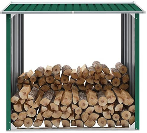 LIFTRR Home & Garden - Cobertizo para troncos de acero galvanizado, 172 x 91 x 154 cm, color verde