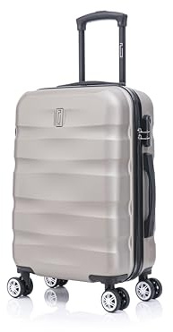 CELIMS - Valise Cabine 55x35x25 cm | Bagage Cabine Avion | 10kg | 8 Roues | ABS Rigide et Légère | Cadenas | Champagne