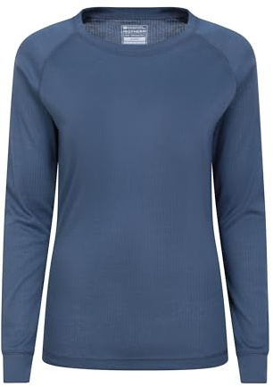 Mountain Warehouse Talus Womens Long Sleeves Baselayer Top - Thermal Underwear, Lightweight, Breathable, Warm & Easy Care - Autumn, Winter & Outdoors Dark Grey (Round Neck) Women's Size 12