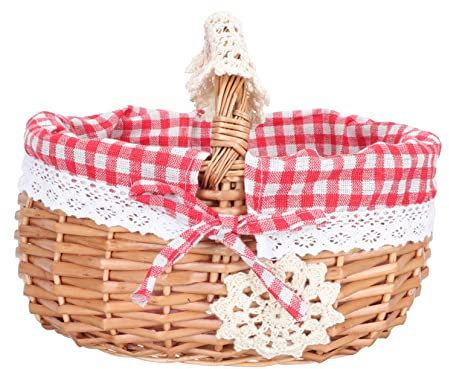 MILISTEN Einkaufskorb Erntekörbe Dekorativer Korb Picknickkorb Aus Weide Osterkörbe Mit Henkeln Kleines Picknickkorbkostüm Picknickkorb Für 2 Personen Rattan Ländlich Einkaufen Geschenkkorb