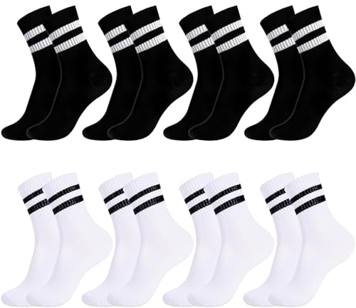 8 pares de calcetines de tenis para mujer, 39-42, calcetines deportivos para mujer, calcetines de algodón, calcetines de rayas blancos, calcetines de tenis para mujer, calcetines cálidos para oficina,