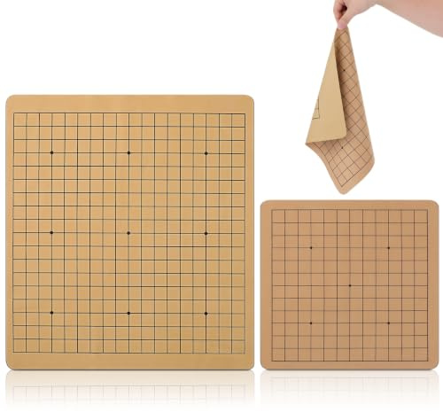 SUPVOX 2 Pièces Échiquier Pliable Plateau De Go Jeu De Go Voyage Double Face Goban Traditionnel pour Enfants Jeu De Société Éducatif Développement Stratégique 32.50 X 31.00 X 0.20 Cm