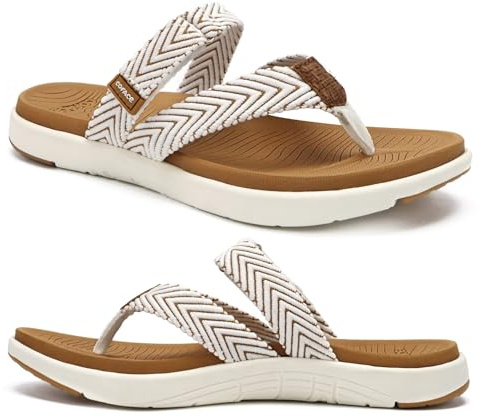 COFACE Ortopedici Infradito Donna Estive Spiaggia Piscina Sandali Comode Supporto Arco Plantare Memory Foam Flip Flop Aperte Leggere Eleganti Stoffa Ciabatte Antiscivolo Gomma Suole