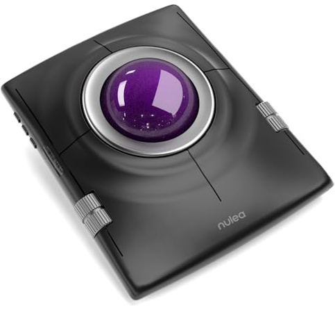 Nulea Ratón Trackball Inalámbrico, Trackball Ergonómico de 55mm, dpi Ajustable para un Control Preciso, Compatible con Mano Derecha o Izquierda, Bluetooth Multi-Dispositivo y 2.4GHz(Morado Oscuro)
