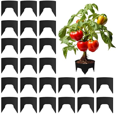 Generico Set di 24 Anelli per Piante Modulari - Irrigazione Mirata e Risparmio Idrico - Bordi Protettivi per Orti, Pomodori e Fiori - Cerchi di Coltivazione Riutilizzabili per Balcone e Serra - ABS