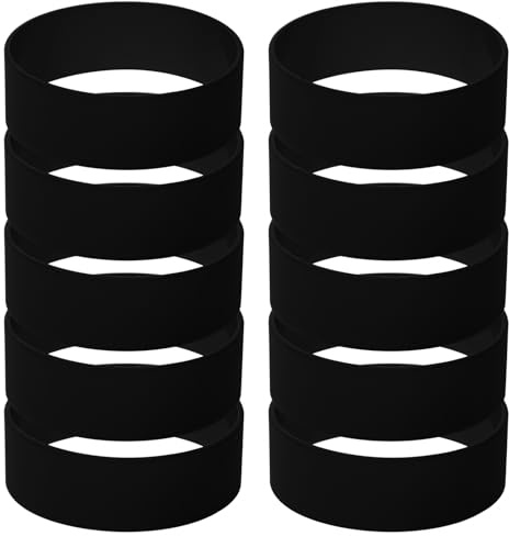 GOGO 10 PCS Wide Silicone Wristbands, Black Rubber Bracelets