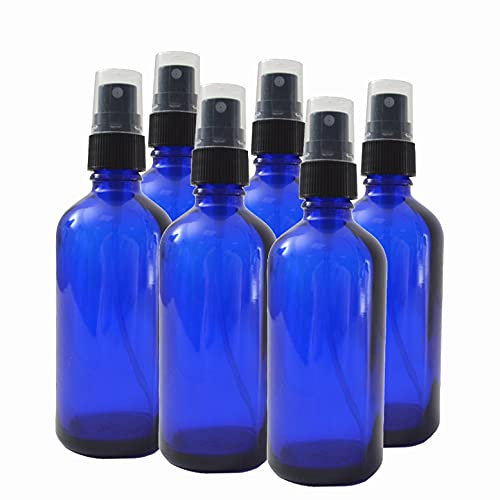 LABBOX Flacons en Verre Bleu 100 ml avec Vaporisateur – Lot de 6 | Bouteilles Rechargeables pour Huiles Essentielles, Parfum, Cosmétique | Protection UV | Atomiseur Fin & Étanche - VEN100BL