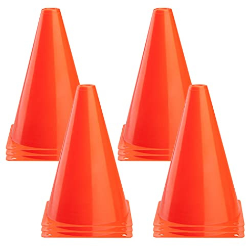 CARTMAN 9 Inch 12 Pack Plastic Training Cones, Agility Soccer Cones, Indoor Outdoor and Festive Events Field Marker Agility Cones for Soccer, Skating, Football, Basketball