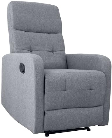 GARDENIA Vida Relax - Sillón reclinable de Madera, Tela, Acero, Gris, 65 x 75 x 101 cm