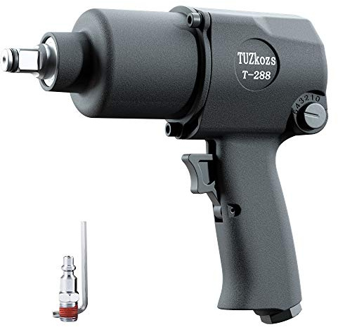 1/2 Air Impact Wrench, Heavy Duty Double Hammers Impact Gun, 520 ft. Lb, 1/4 Inch Air Inlet, Adjustable Speeds, Matte Black, Pneumatic Tools