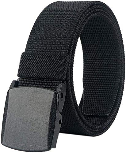 LionVII Ceintures Homme, Boucle en Plastique Sangle en Toile Militaire, Sans Métal Ceinture Réglable pour le Travail (Noir)