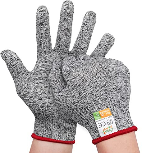 Gants résistants aux coupures - Protection efficace de niveau 5 - Gants de travail - Gants de cuisine - Pour un usage quotidien - Pour le jardinage, le chantier, la cuisine - 1 paire (S rouge)