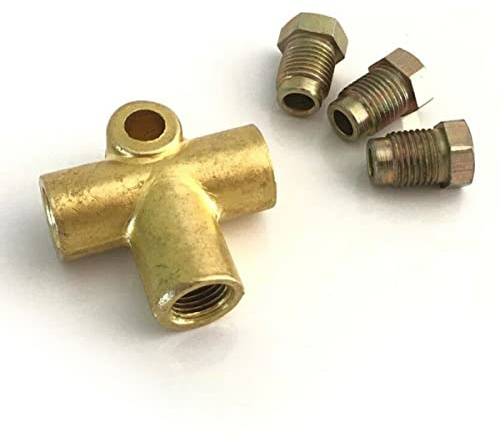 RANRAO 3-Way Brake T Piece Tee W/3 Tuercas Macho Short Union Metric M10 3/16 Pipe Fitting