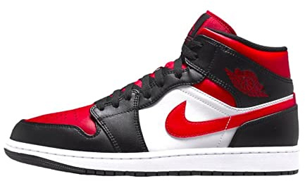 Jordan 1 Mid Black Fire Red GS 554725 079, Schwarz und Rot., 39 EU