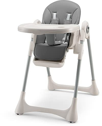 GYMAX Baby Highchair, Adjustable Toddler High Chair with Removable Tray & 5-Point Harness, Foldable Infant Dining Feeding Chairs for 7-36 Months (Grey)