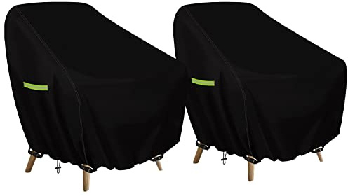 MaxEarn 2 Piezas Funda para Sillas, 89x97x74cm, 420D Oxford Impermeable Funda Protectora Sillas Jardin, Resistente Invierno Intemperie para Muebles de Jardín, Silla de Balcón, Lounge, Silla Apilables