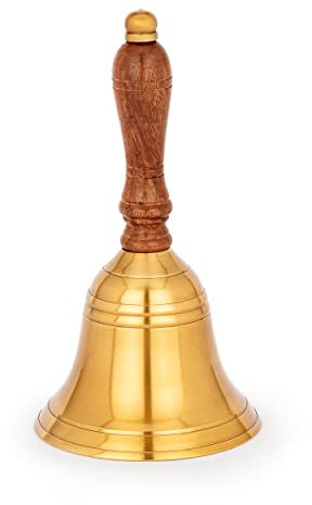 NKlaus Handglocke aus Messing mit Holzgriff 18x8,5cm Tischglocke Nautische Dekoration 11584