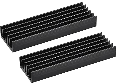 sourcing map 2-pack M.2 SSD kylfläns kylare med termisk dyna legering värme handfat kylning diskho för PC 70 x 22 x 10 mm svart