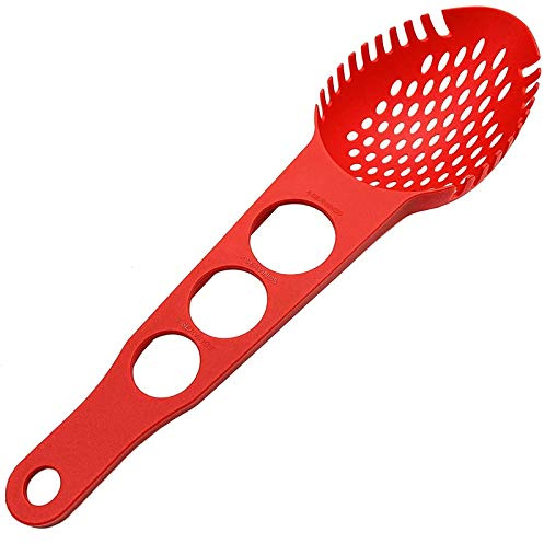 Hubceuo Nylon Spaghetti Server Non-Stick Pasta Fork Slotted Spoon Food Strainer with Spaghetti Measure Tool Strainer Ladle