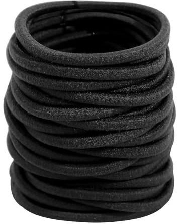 Hanyousheng 36 Piezas Gomas de Pelo, 4 mm Gomas Pelo Negras, Elástico Gomas sin Metal Suave, Coleteros Mujeres para Todo Tipo de Peinados Como el Pelo Rizado Trenzador