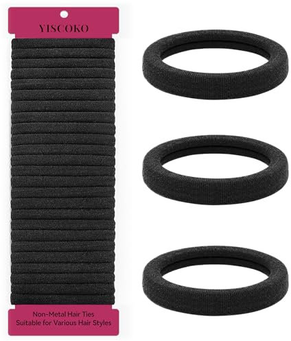 YISCOKO Haargummi Damen - Schwarz Zopfgummis für Damen, Herren, Kinder - 50 Stück