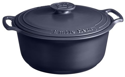 Emile Henry Made in France SUBLIME Ceramic 6 qt. Round Dutch Oven, Indigo