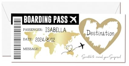 Scratch Card Reveal Holiday Surprise Travel, Personalised Scratch Card We Are Going On Holiday Surprise Reveal, Golden Boarding Pass Scratch Card, Surprise Trip Reveal Gift for Spouse Family Lover