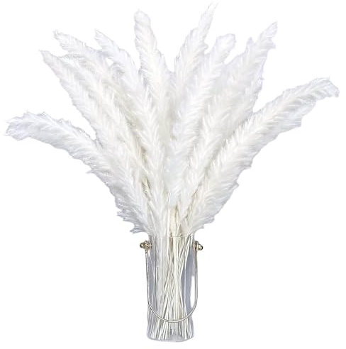 Erba di Pampa Bianco 30pcs Erba di Pampa Secca,Piccola Erba di Pampa Decorativa,Erba di Pampa Artificiale,Decorazione Boho per Matrimoni,Casa,Soggiorno Decorazione D'interni Domestica Giardino Festa